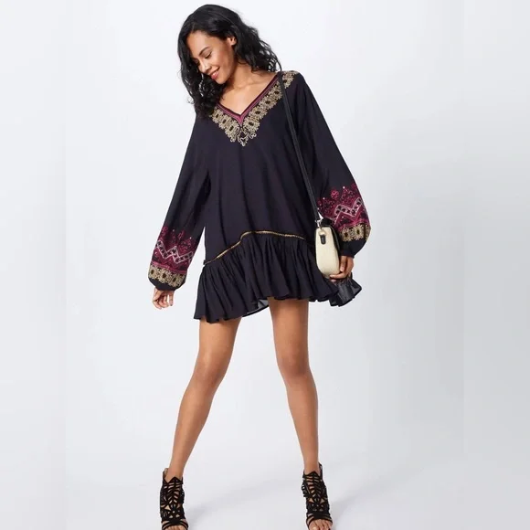 FREE PEOPLE WILD ONE EMBROIDERED MINI DRESS - Picture 12 of 14
